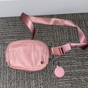 Blush Pink Lululemon belt bag & keychain